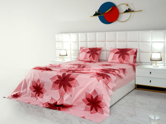 3 PCs Double Bed Sheet -DB205 Bed Sheets Apricot   