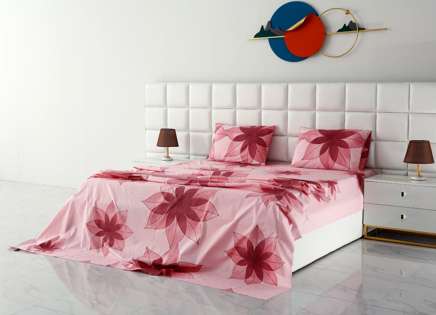 3 PCs Double Bed Sheet -DB205 Bed Sheets Apricot   