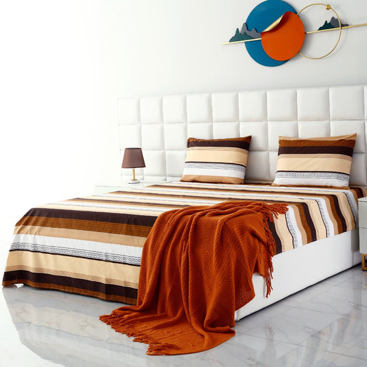 3 PCs Double Bed Sheet -DB206 Bed Sheets Apricot   