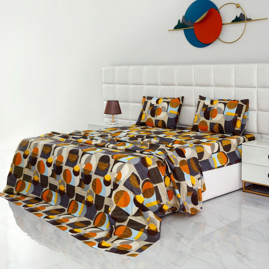 3 PCs Double Bed Sheet -DB210 Bed Sheets Apricot   