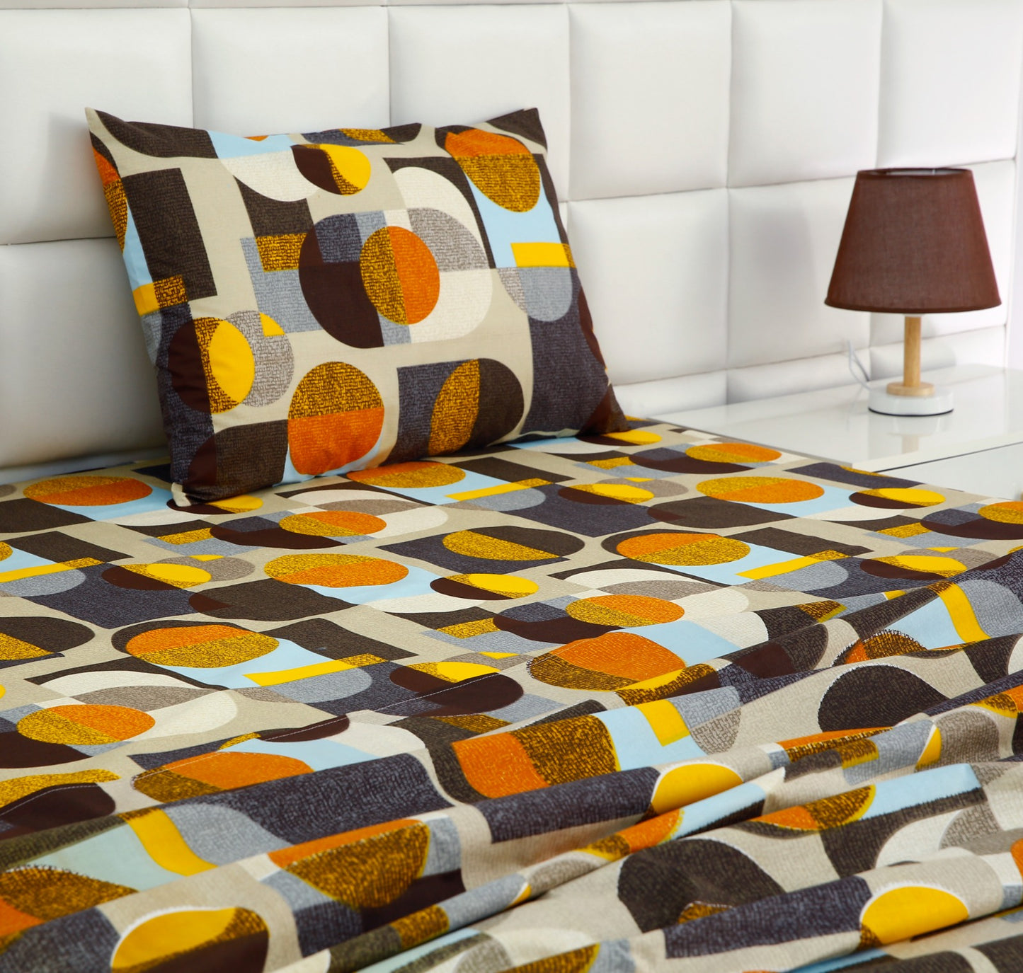 3 PCs Double Bed Sheet -DB210 Bed Sheets Apricot   