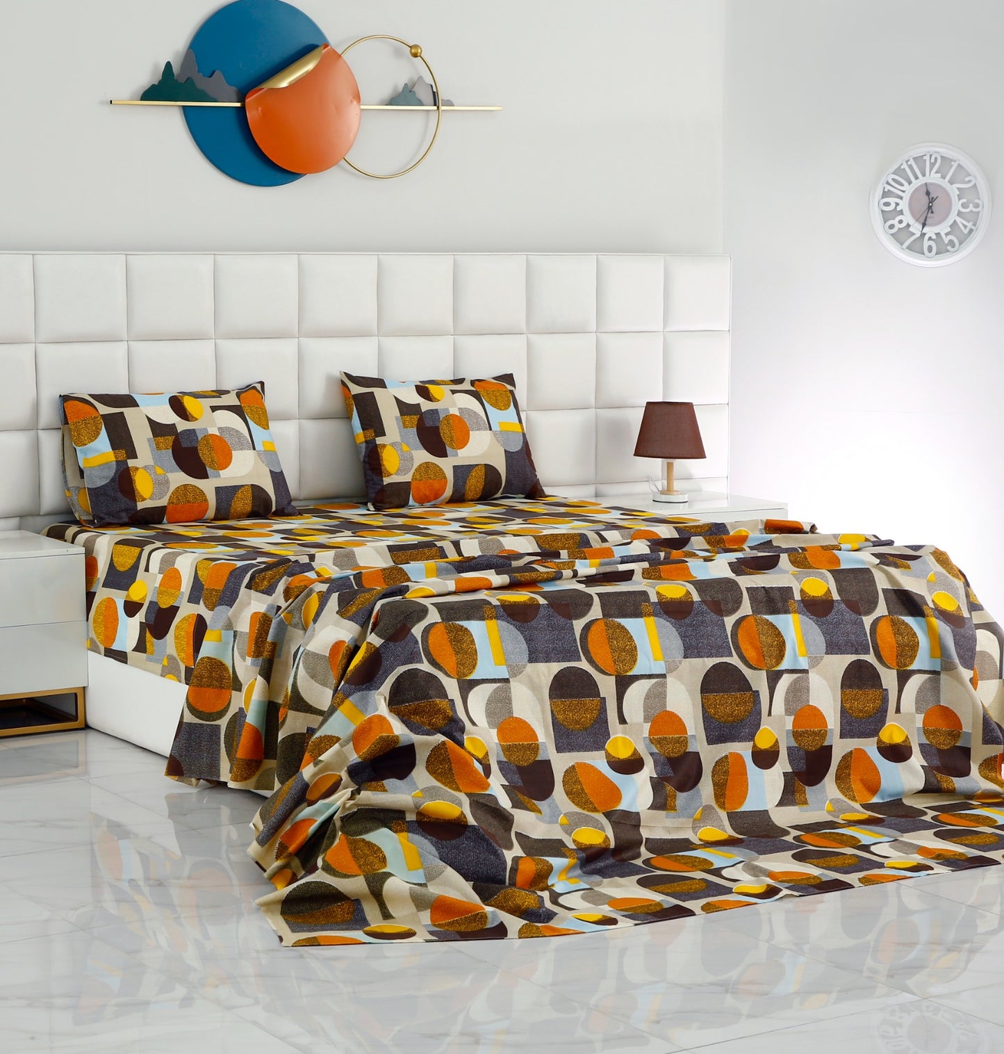 3 PCs Double Bed Sheet -DB210 Bed Sheets Apricot   