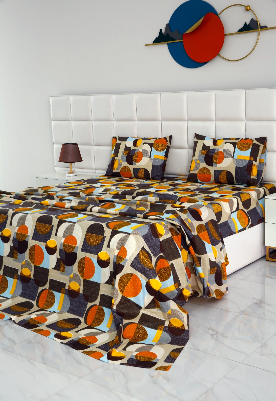 3 PCs Double Bed Sheet -DB210 Bed Sheets Apricot   