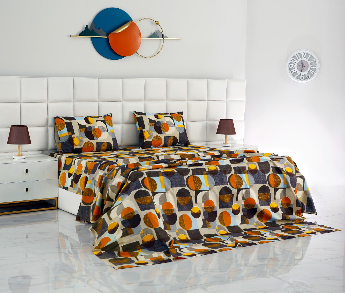 3 PCs Double Bed Sheet -DB210 Bed Sheets Apricot   