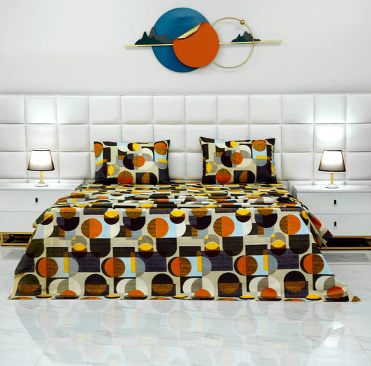 3 PCs Double Bed Sheet -DB210 Bed Sheets Apricot   