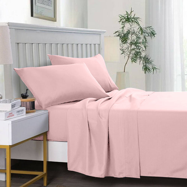 3 PCs Double Bed Sheet Dyed- Light Pink Apricot