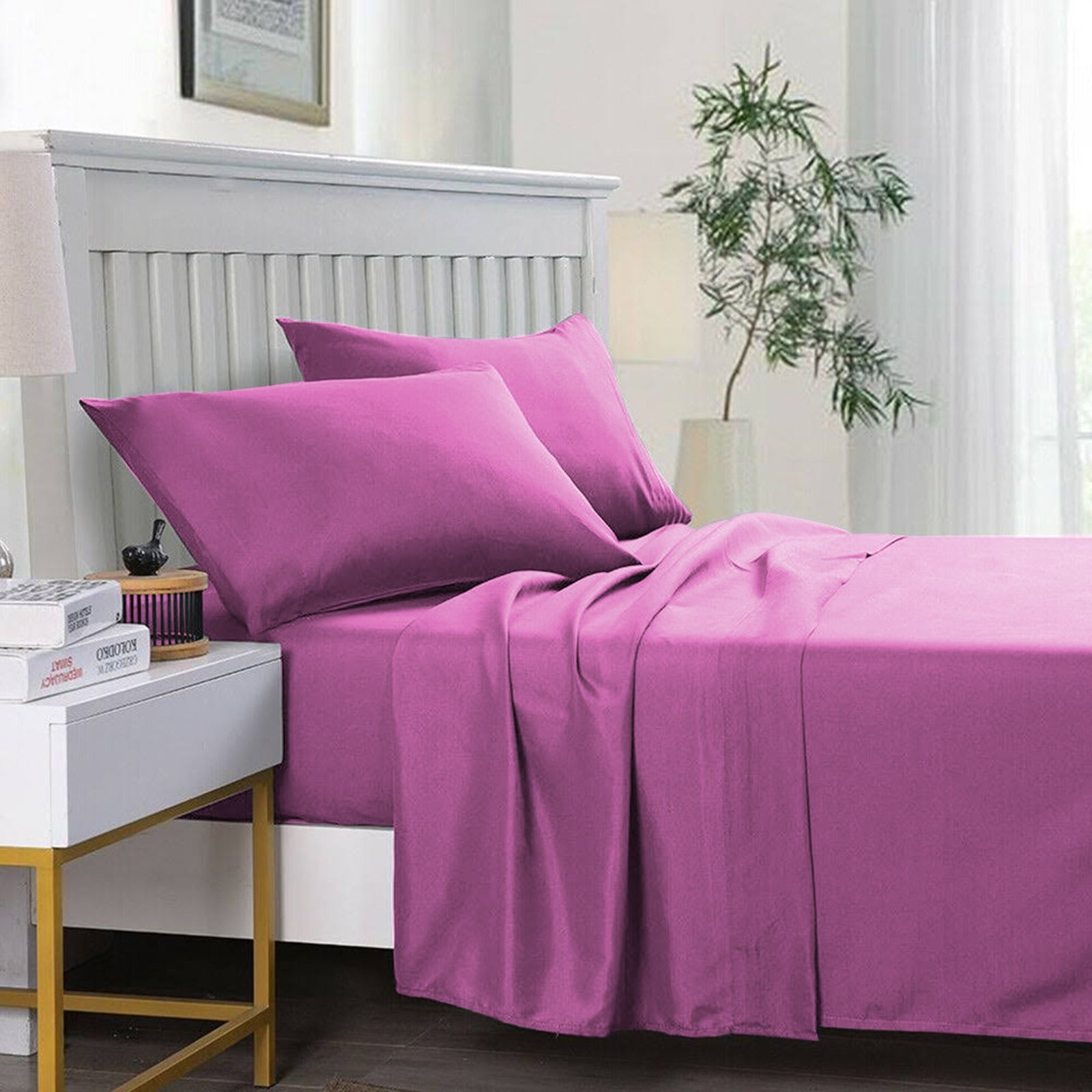 3 PCs Double Bed Sheet Dyed-Pink BED SHEET Apricot   