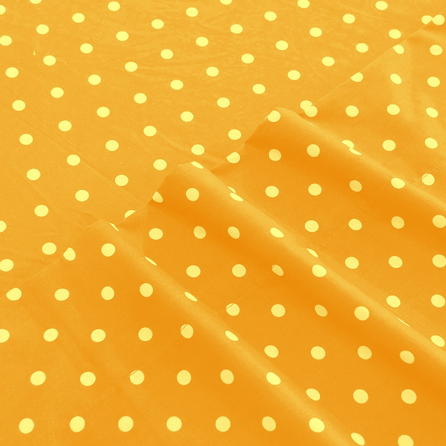 3 PCs Double Bed Sheet -Mustard Polka Bed Sheets Apricot   