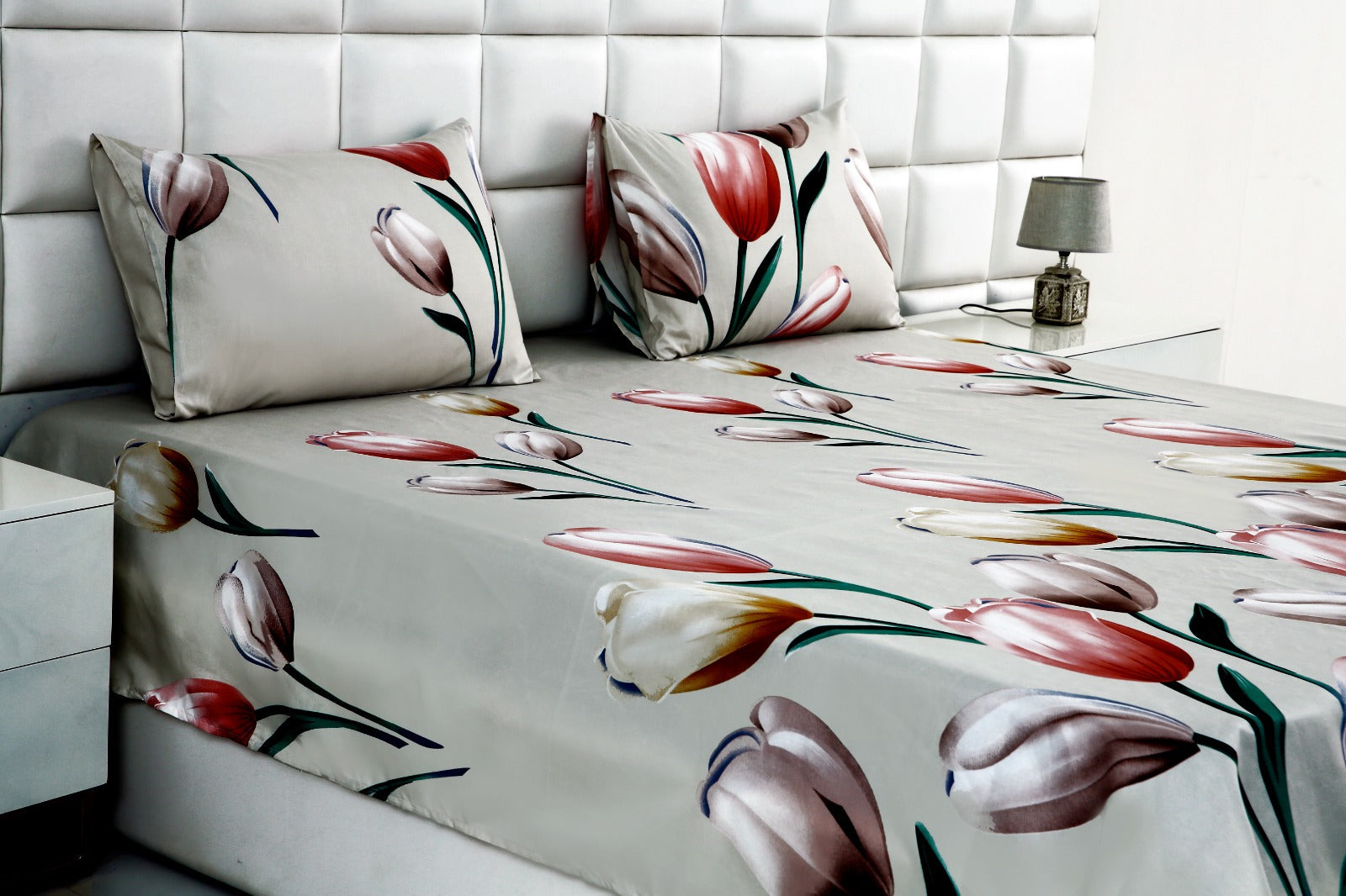 2Pcs Single Bed Sheet- Tulip single bed sheet Apricot