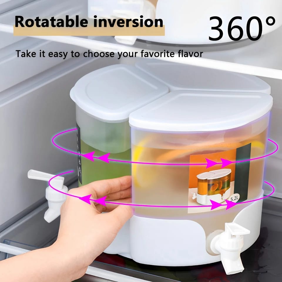 3 Portions 360° Rotatable Juice 5453 Dispenser Juice Jar Apricot   