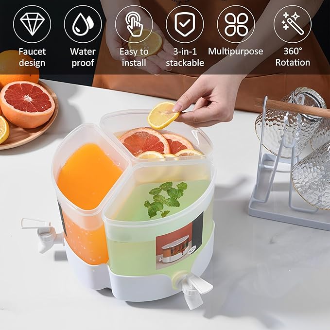 3 Portions 360° Rotatable Juice 5453 Dispenser Juice Jar Apricot   