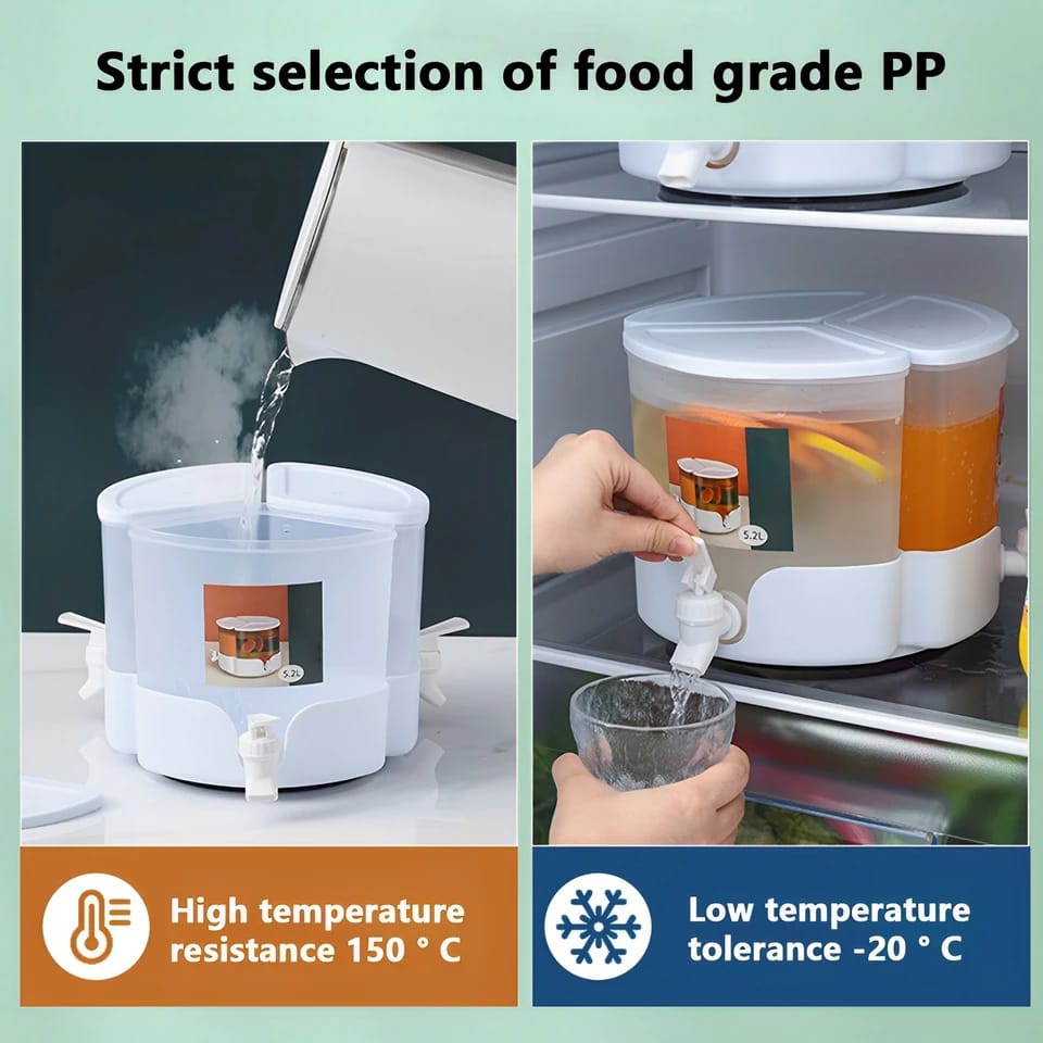 3 Portions 360° Rotatable Juice 5453 Dispenser Juice Jar Apricot   