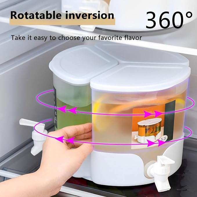 3 Portions 360° Rotatable Juice 5453 Dispenser Juice Jar Apricot   