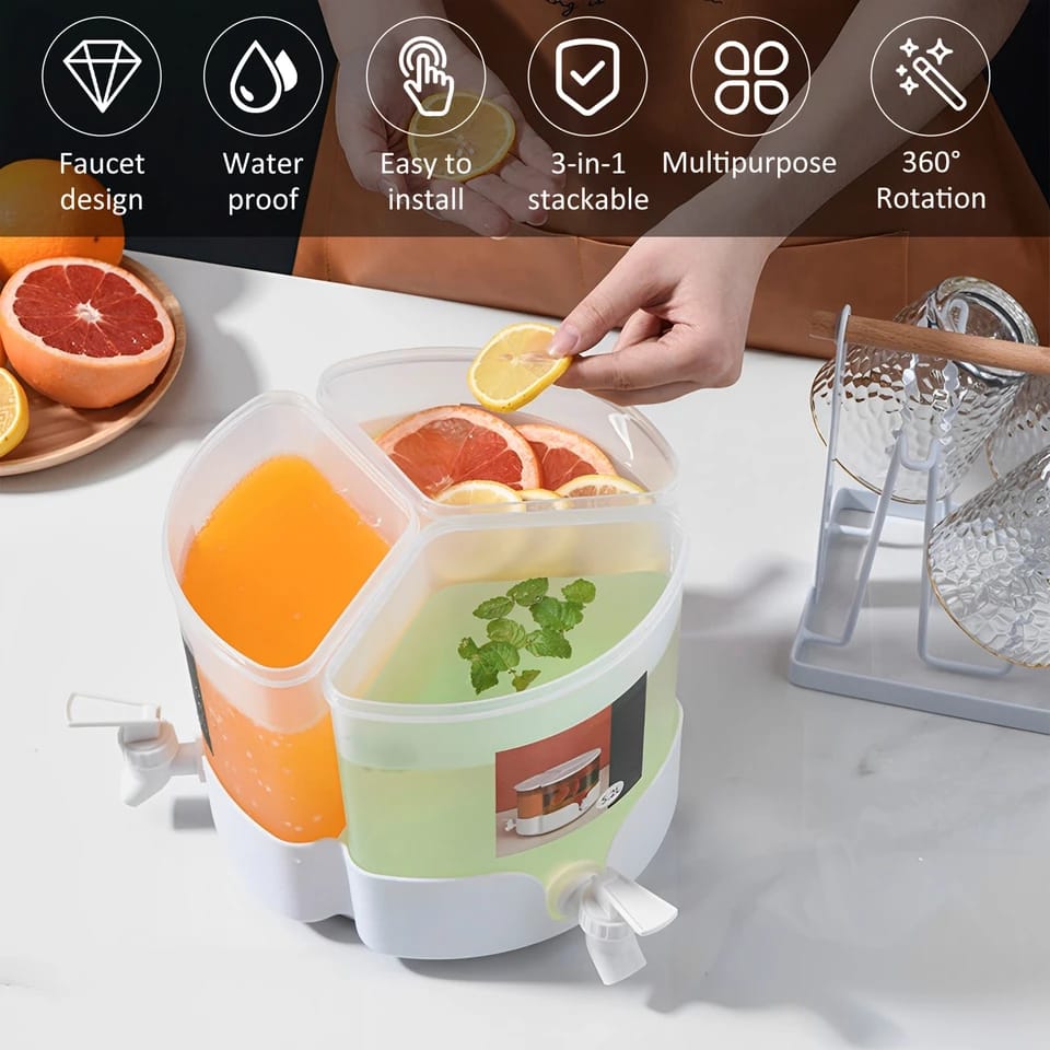 3 Portions 360° Rotatable Juice 5453 Dispenser Juice Jar Apricot   