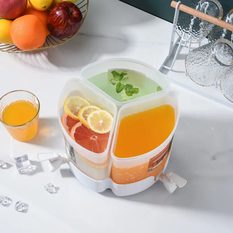 3 Portions 360° Rotatable Juice 5453 Dispenser Juice Jar Apricot   