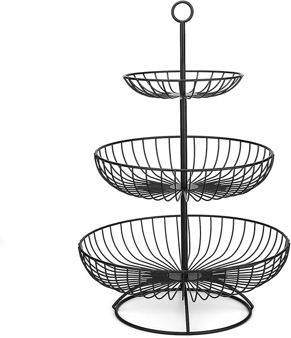 3 Tier Metal Fruit Storage Basket-Black(SA2405-08) Fruit Baskets Apricot   