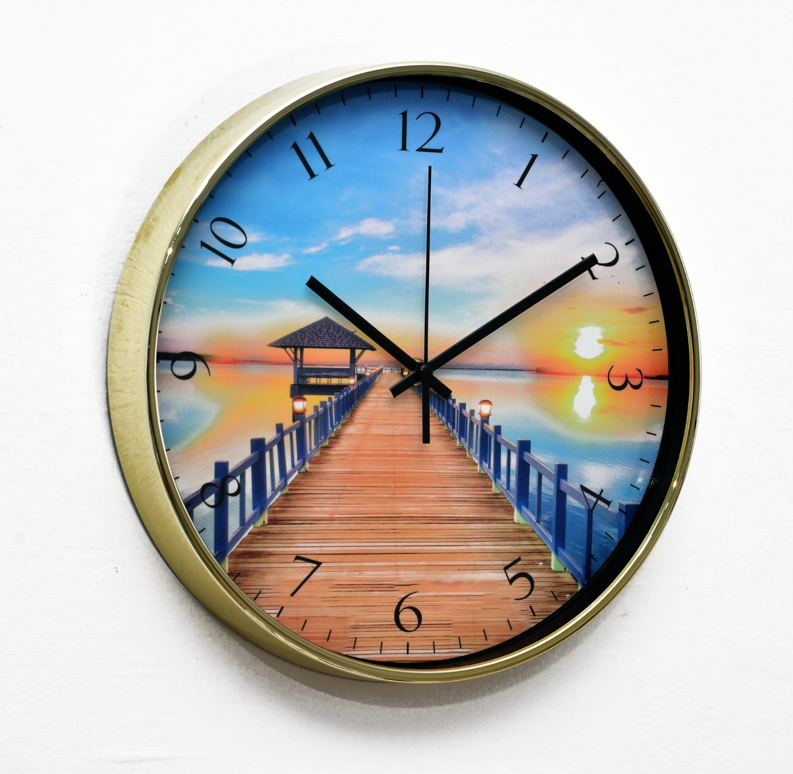 30 Cm Wall Clock-Beach Bridge Clock Apricot   