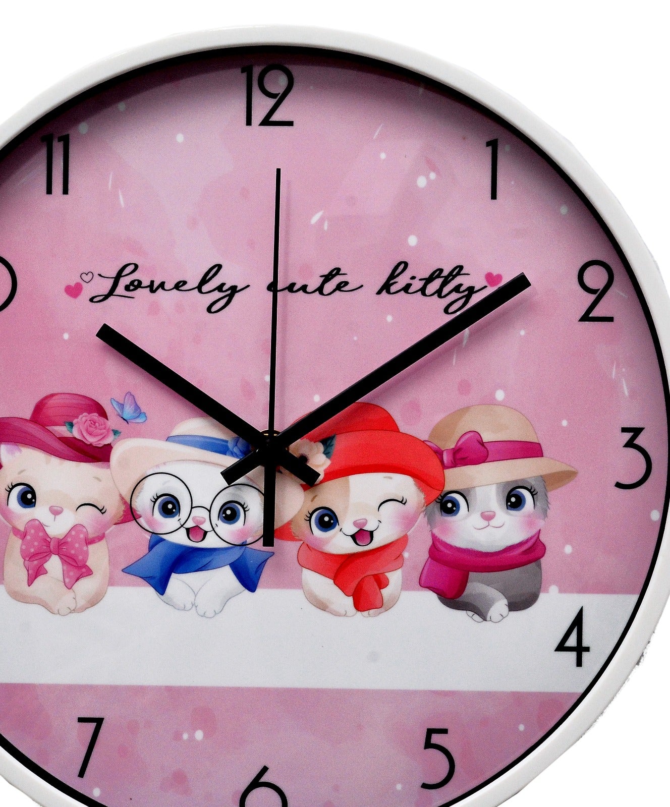 30 Cm Wall Clock- Cute Kitty Clock Apricot   