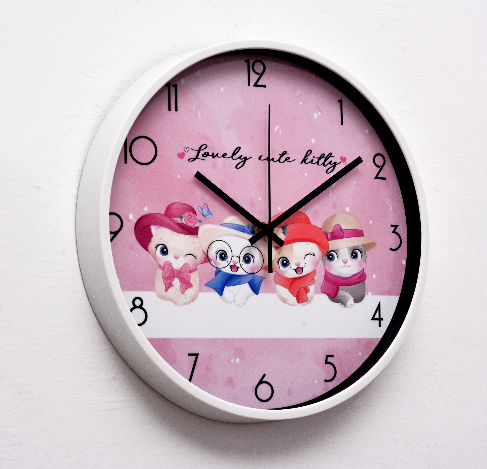 30 Cm Wall Clock- Cute Kitty Clock Apricot   