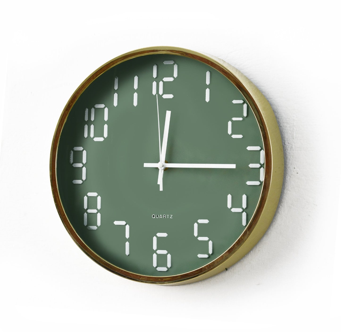 30 Cm Wall Clock-Embosed(5353) Digits Green Clock Apricot   