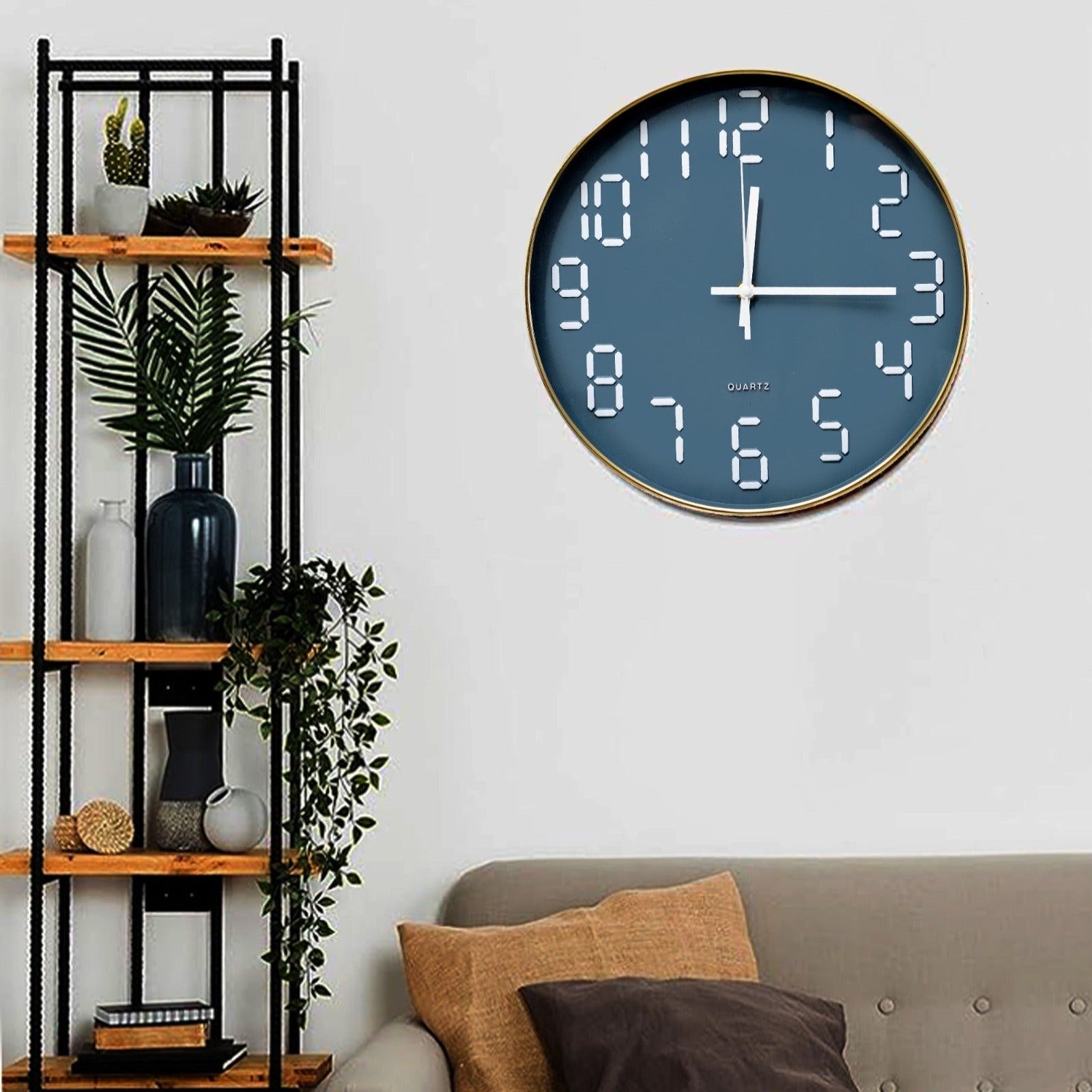 30 Cm Wall Clock-Embosed Digits Grey Clock Apricot   