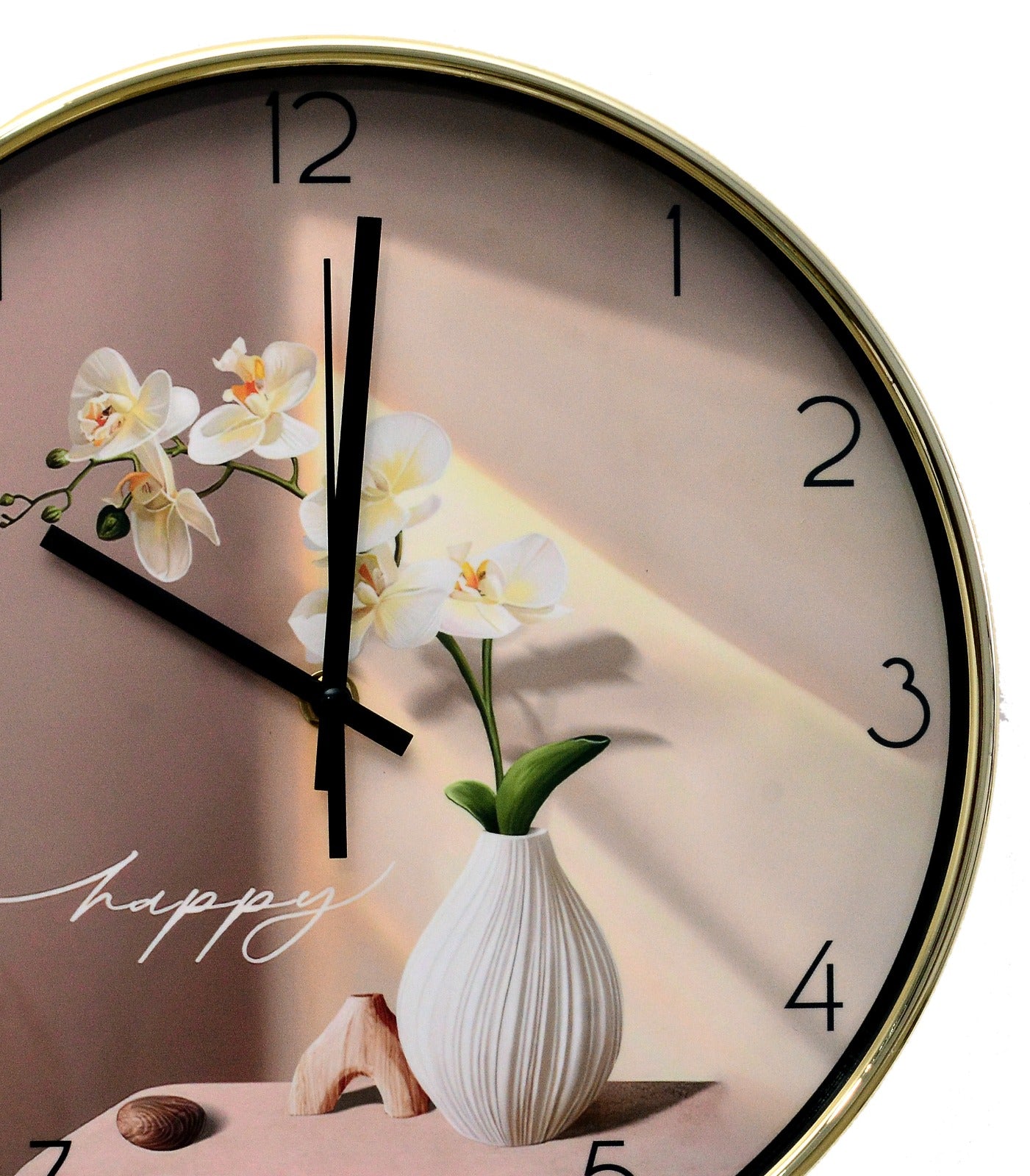 30 Cm Wall Clock SA23-19-Plant Vase Clock Apricot   