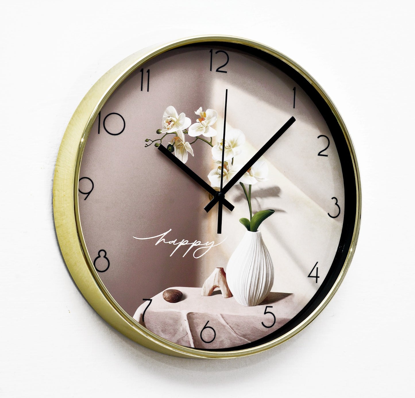 30 Cm Wall Clock SA23-19-Plant Vase Clock Apricot   