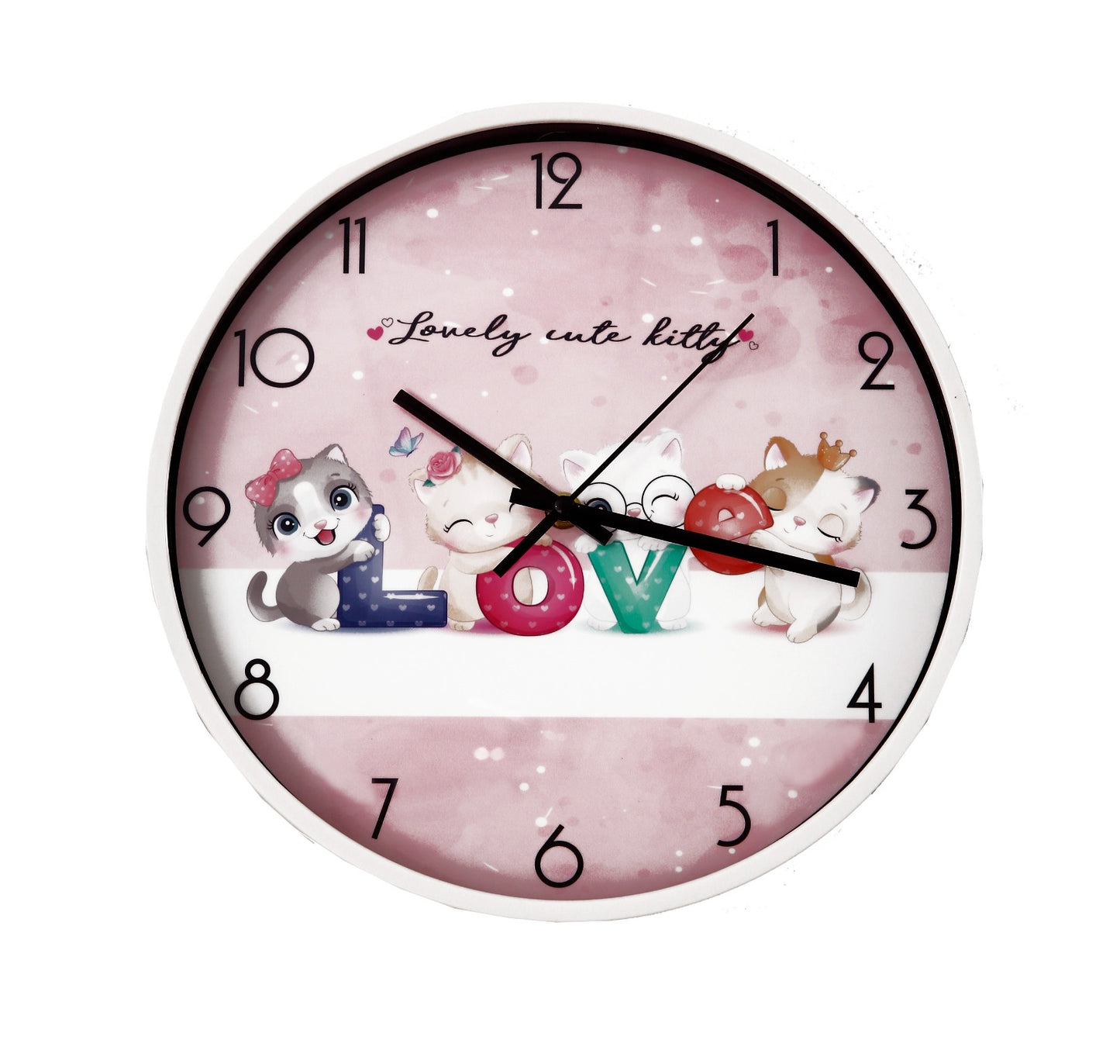 30 Cm Wall Clock SA2311-21-Kitty's LOVE Clock Apricot   