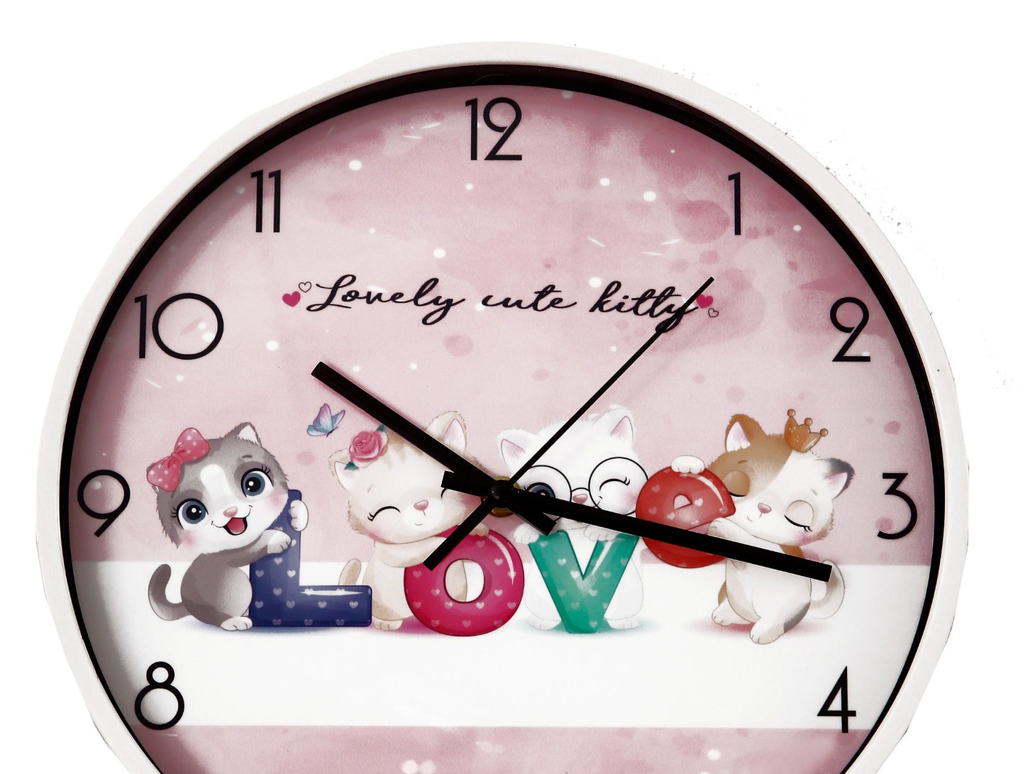 30 Cm Wall Clock SA2311-21-Kitty's LOVE Clock Apricot   