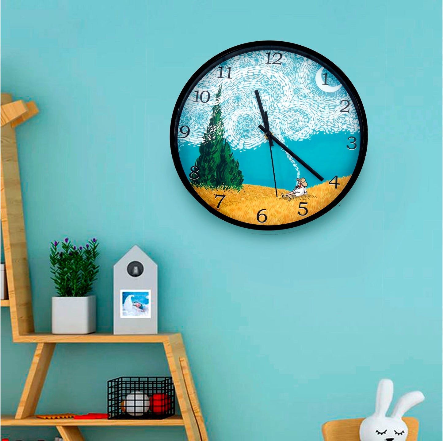 30 Cm Wall Clock Van Gogh-Field Clock Apricot   