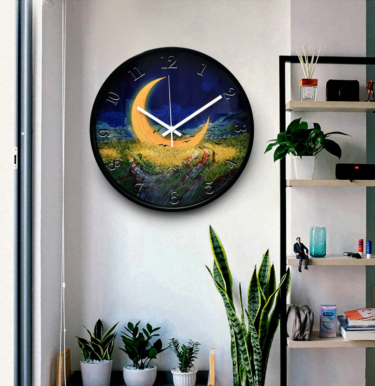 30 Cm Wall Clock Van Gogh-Moon in The Sky Clock Apricot   