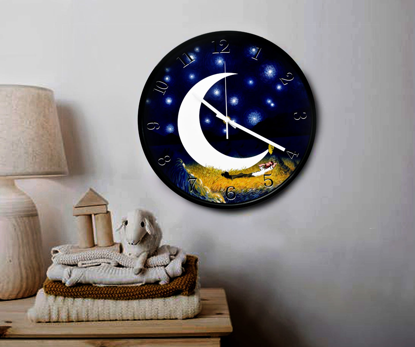 30 Cm Wall Clock Van Gogh-Staring in The SKy Clock Apricot   