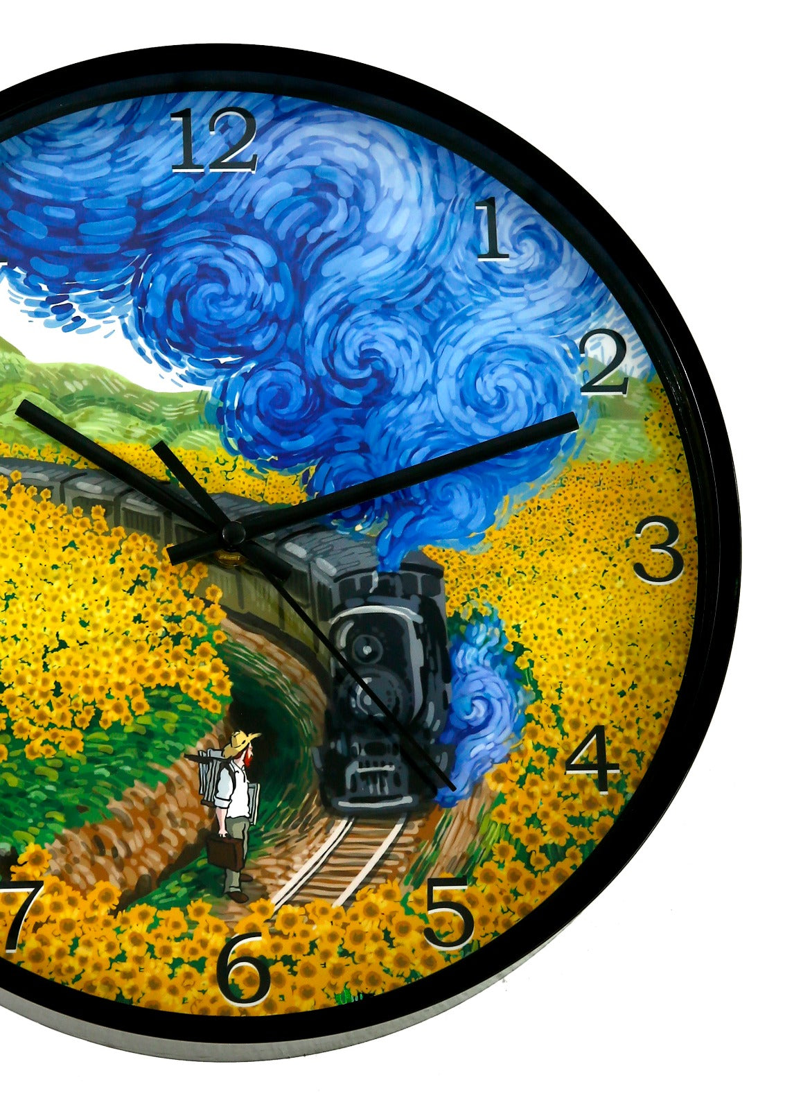 30 Cm Wall Clock Van Gogh-Train Clock Apricot   