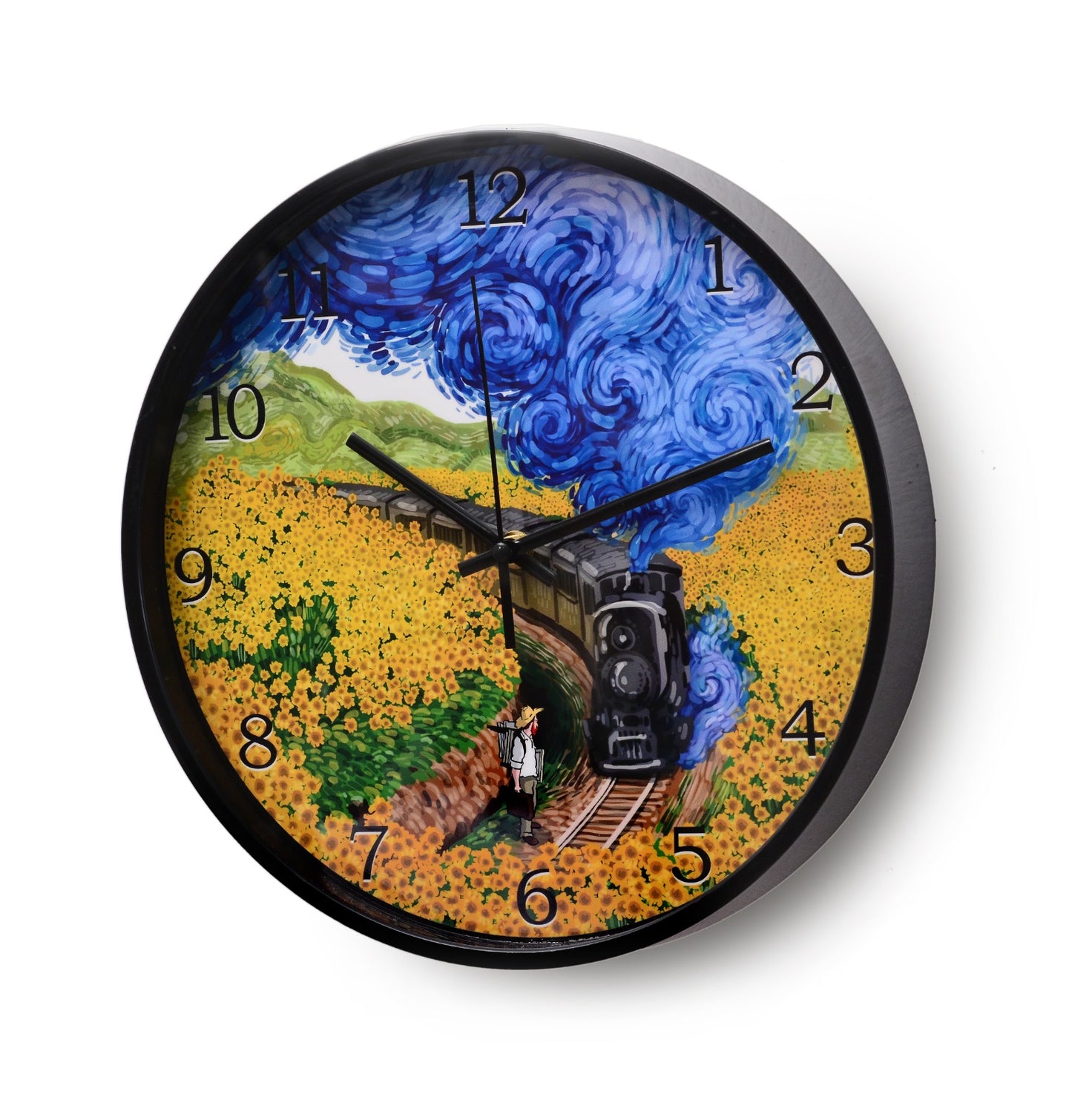 30 Cm Wall Clock Van Gogh-Train Through The Field(5353) Clock Apricot   