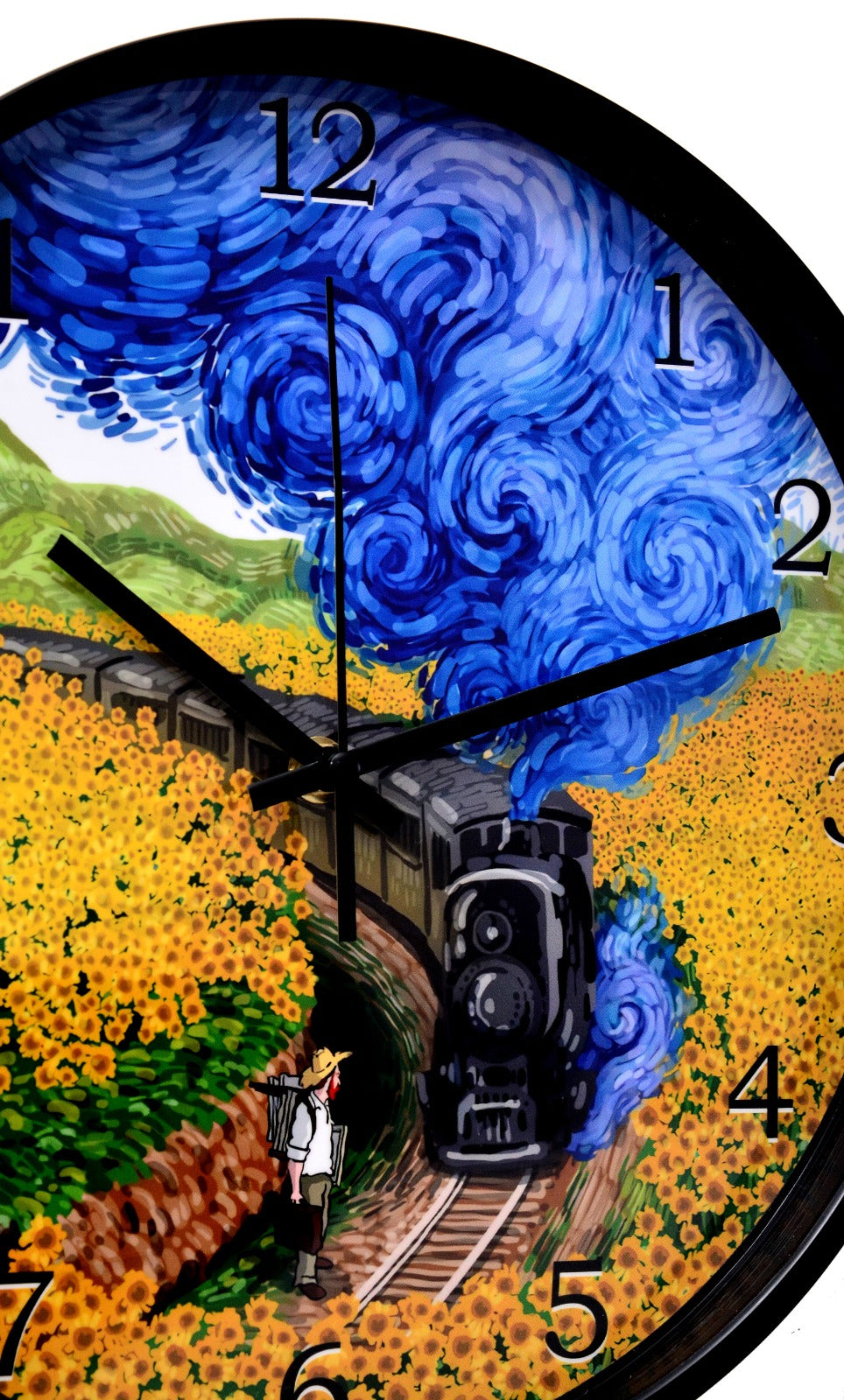 30 Cm Wall Clock Van Gogh-Train Through The Field(5353) Clock Apricot   