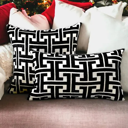 2 PCs Digital Printed Cotton Cushions-Modern Geometric