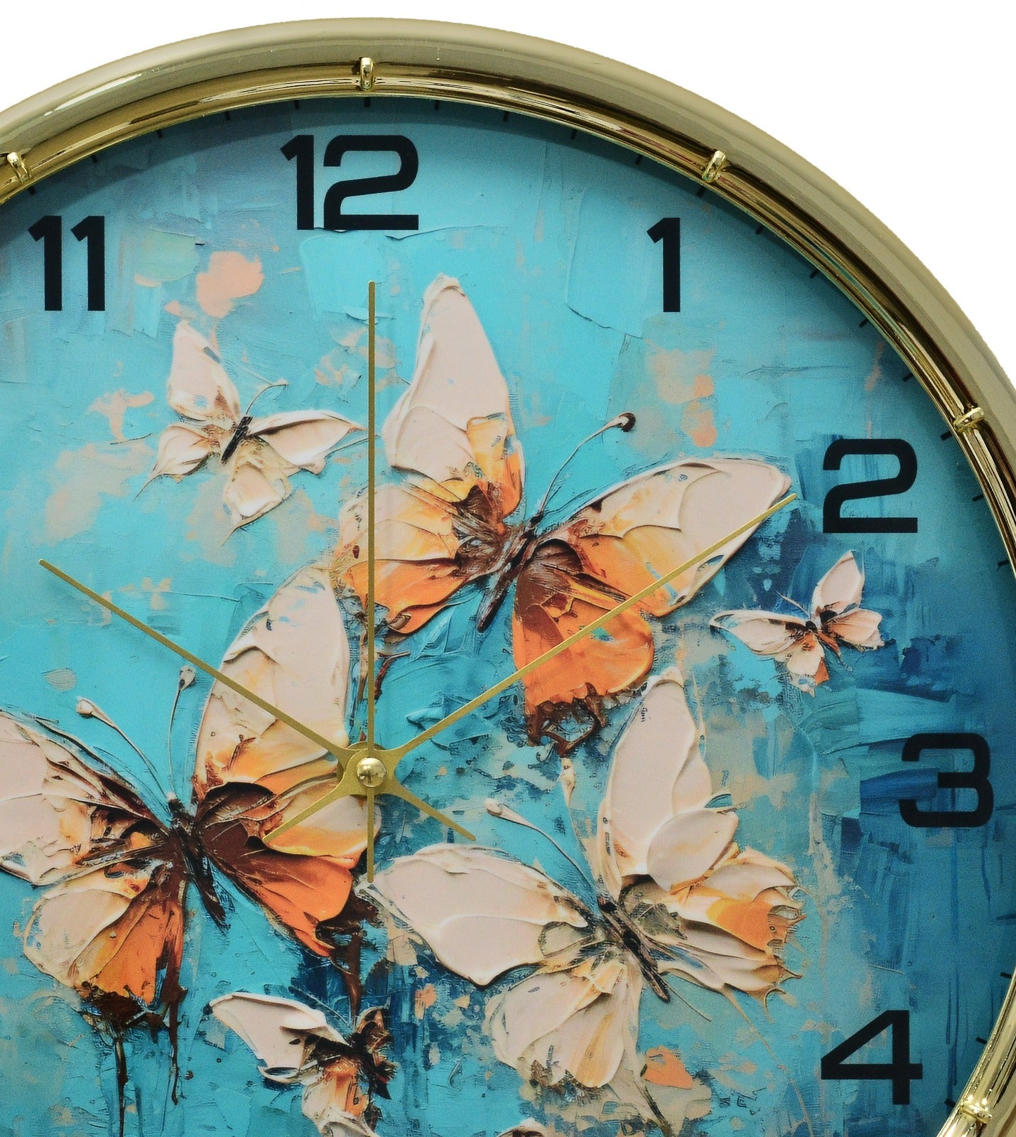 35 Cm Wall Clock-Multi Butterflies Clock Apricot   