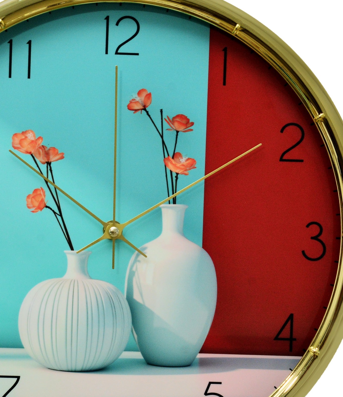 35 Cm Wall Clock SA-23-17-Double Vase Clock Apricot   