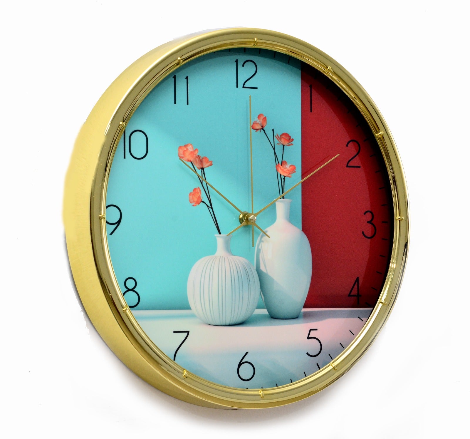 35 Cm Wall Clock SA-23-17-Double Vase Clock Apricot   