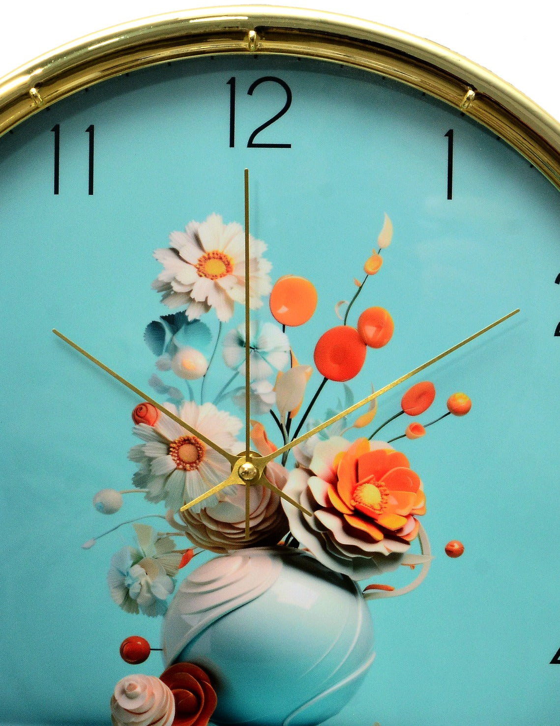 35 Cm Wall Clock SA-23-17-Flowers Bunch Clock Apricot   