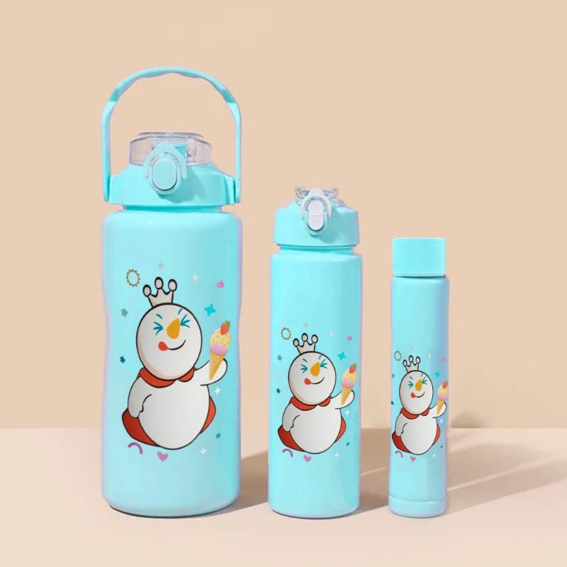 3PCS Water Bottle with Two Straws5594-15121(Fresh Green)  Apricot   