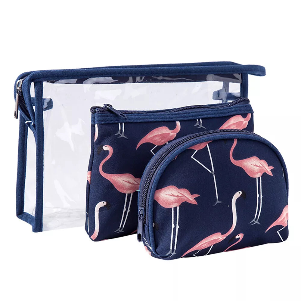 3Pcs Waterproof Portable Makeup Organizer Bag-Flamingo(SA2405-112) Cosmetic Organizer Apricot   