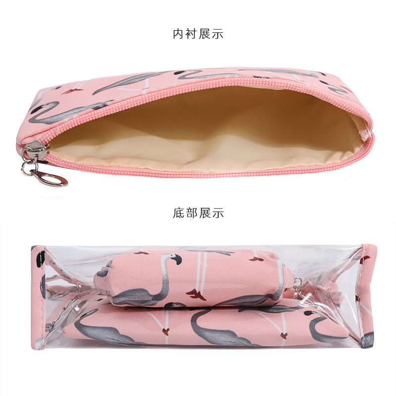 3Pcs Waterproof Portable Makeup Organizer Bag-Flamingo(SA2405-112) Cosmetic Organizer Apricot   