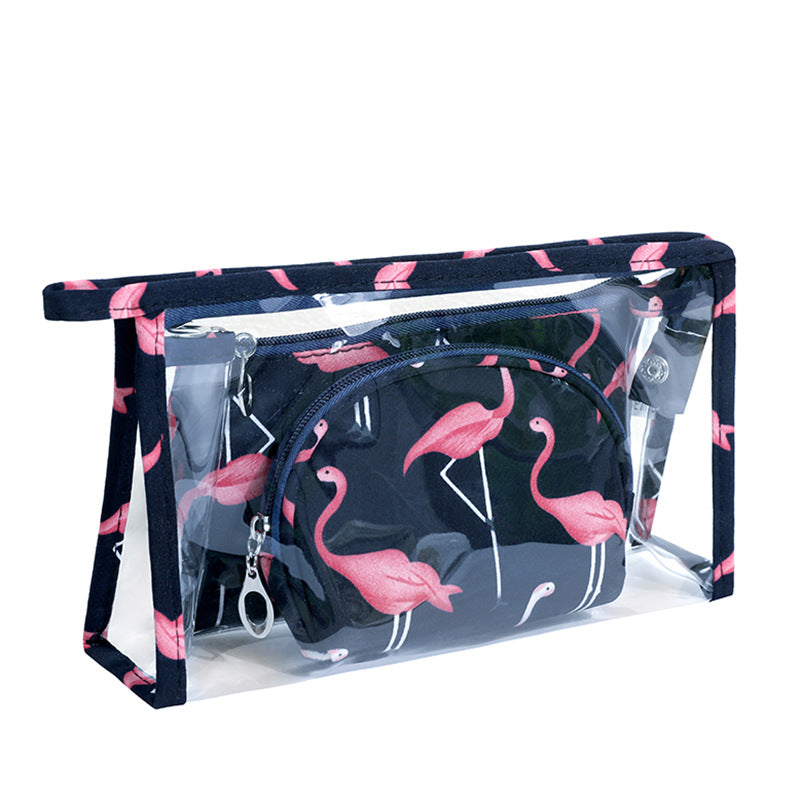 3Pcs Waterproof Portable Makeup Organizer Bag-Flamingo(SA2405-112) Cosmetic Organizer Apricot Black  