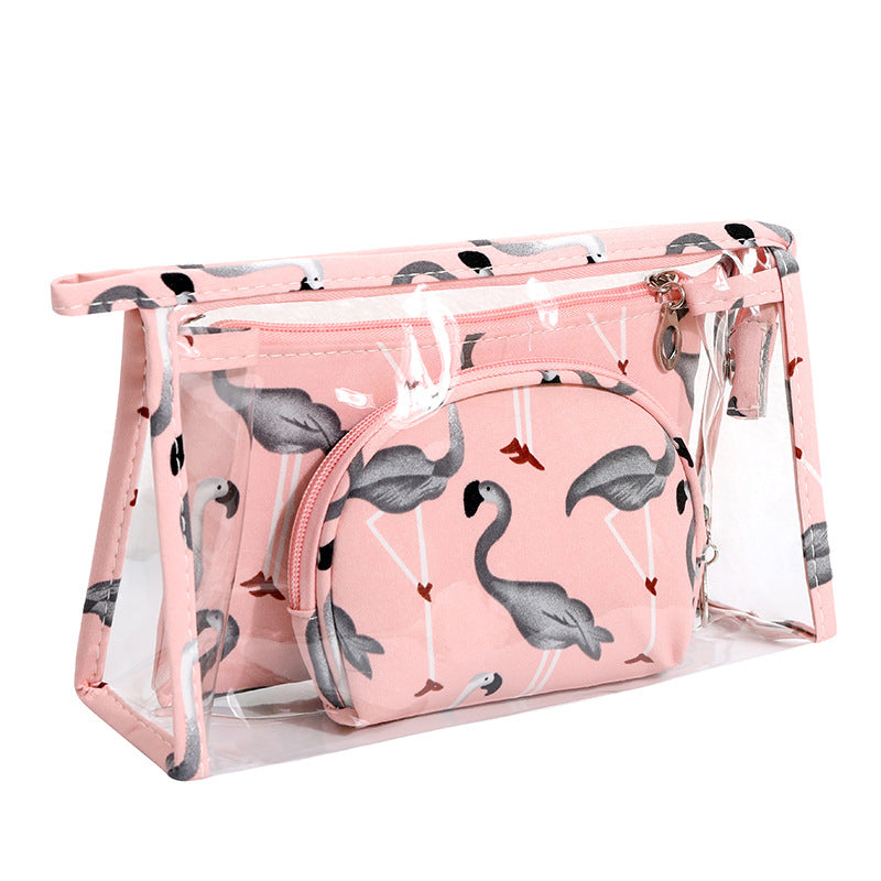 3Pcs Waterproof Portable Makeup Organizer Bag-Flamingo(SA2405-112) Cosmetic Organizer Apricot Pink  