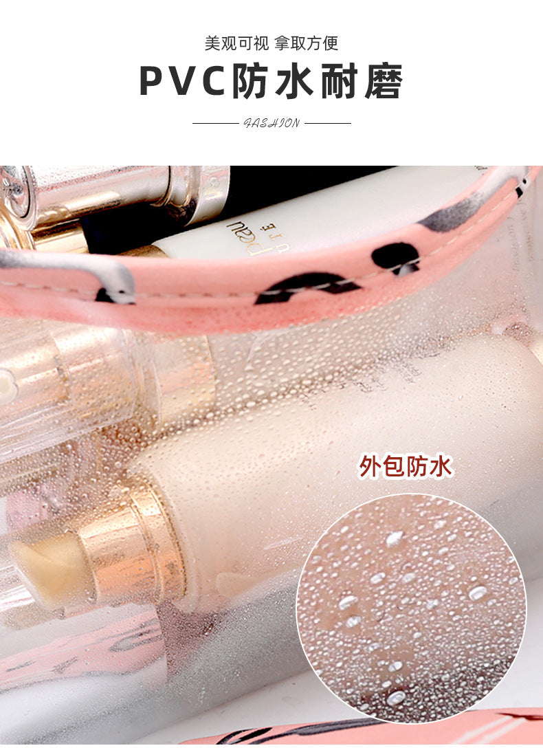 3Pcs Waterproof Portable Makeup Organizer Bag-Flamingo(SA2405-112) Cosmetic Organizer Apricot   