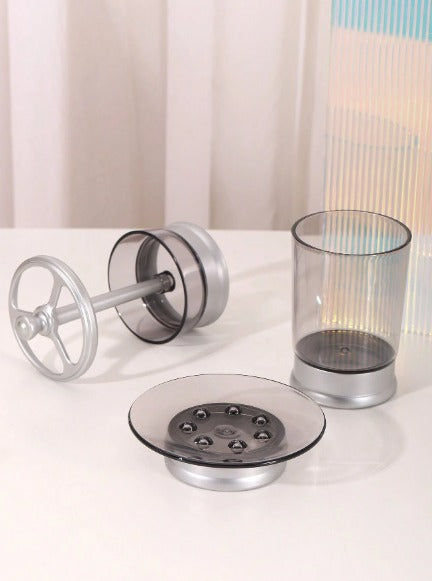 4 PCs Bath Accessories Set-(2582)Silver Glass Bathroom Accessory Sets Apricot   