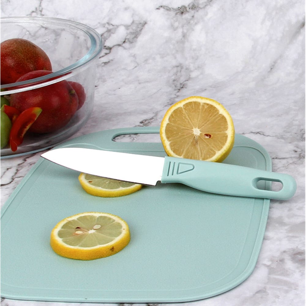 4 PCs Cutting Board With Knife Set(5299)-Pink  Apricot   