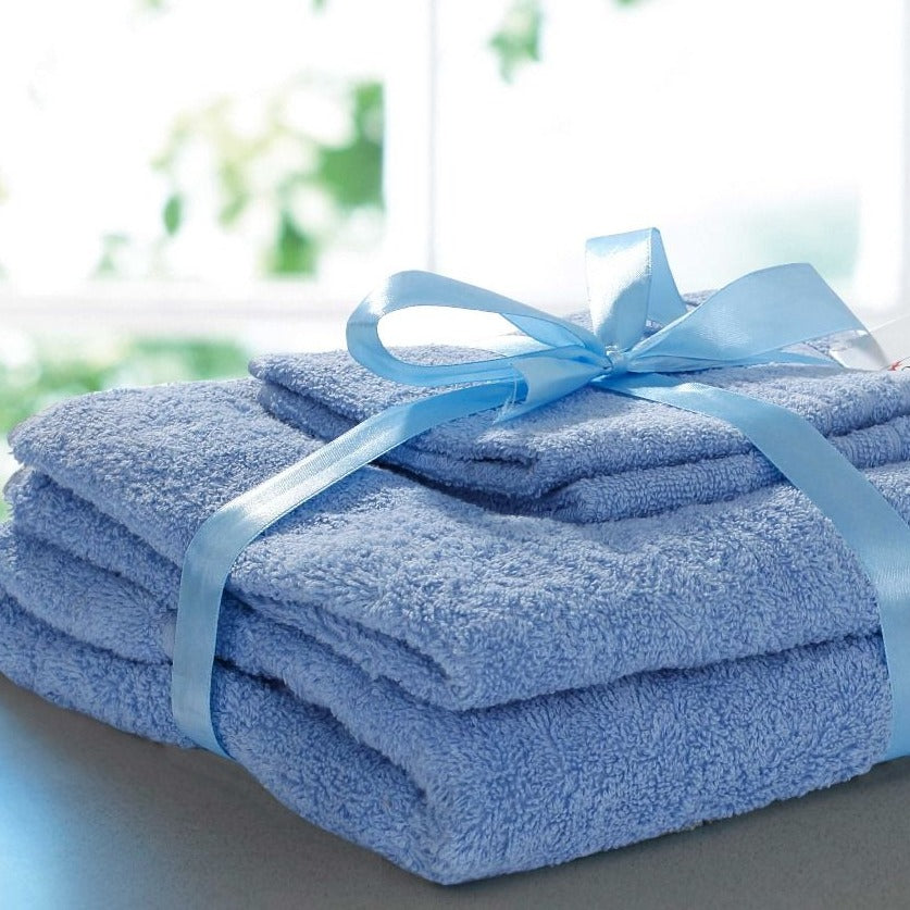 4 PCs Towel Pack- Sky Blue Bath Towels & Washcloths Apricot   