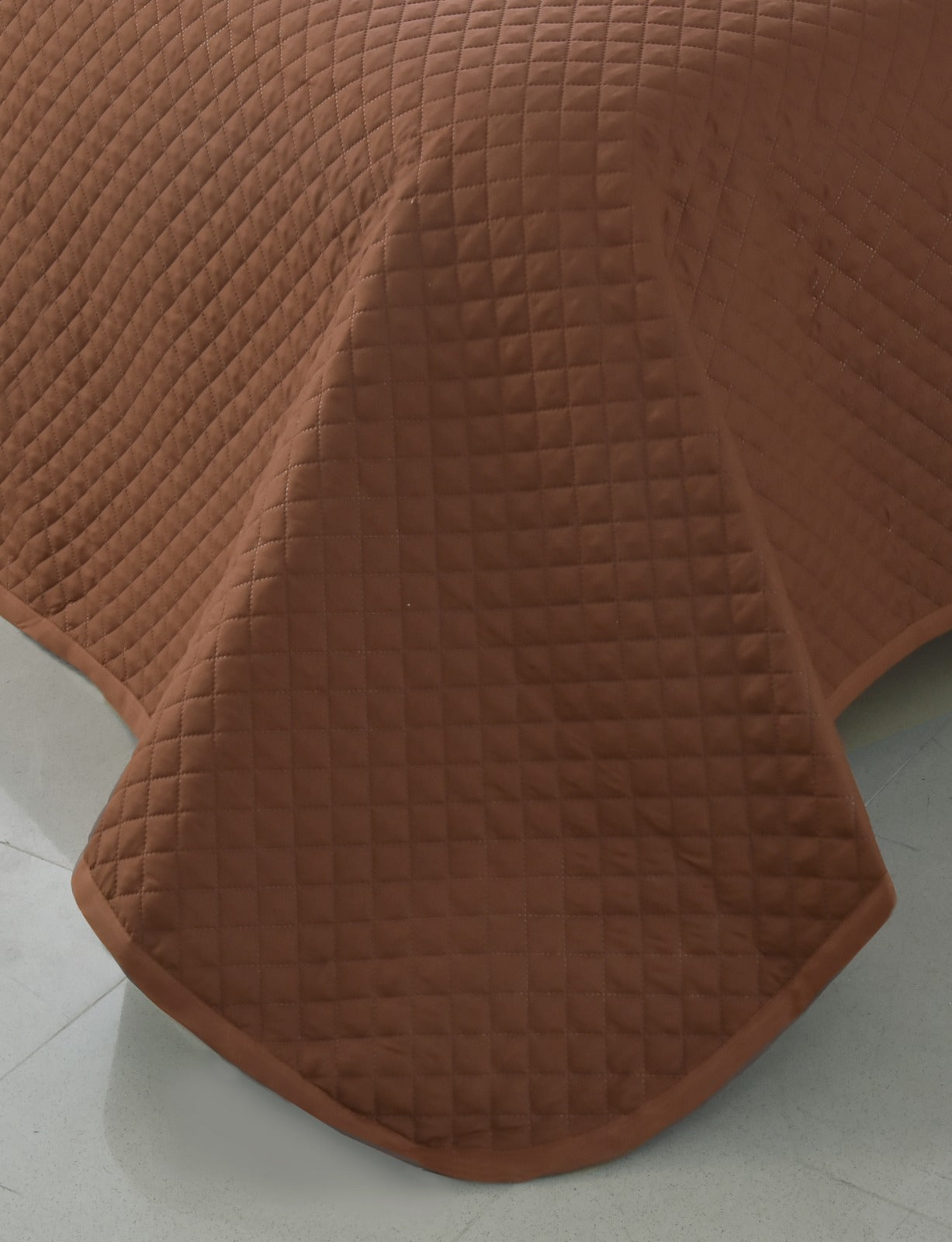 4 PCs Ultrasonic Quilted Luxury Bed Spread Set-Brown Apricot